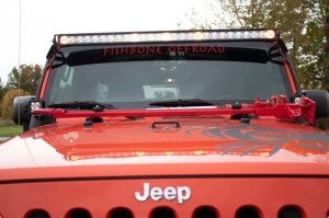 Jeep Wrangler Jack Mount - Hood - Fishbone Offroad - Hood Mounted Hi-Lift - Black textured powder coat - `07-`18